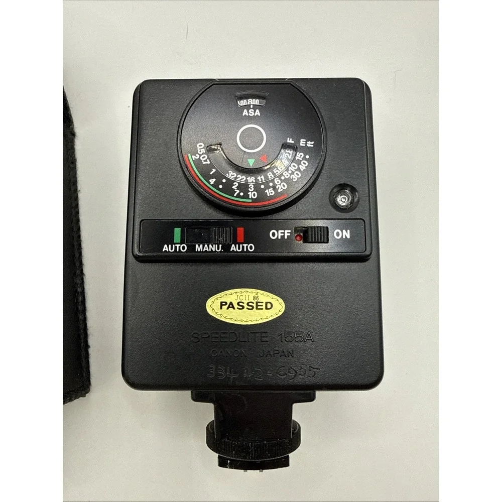 Vtg Canon‎ Speedlite 155A Shoe Mount Auto Flash With Case UNTESTED Read